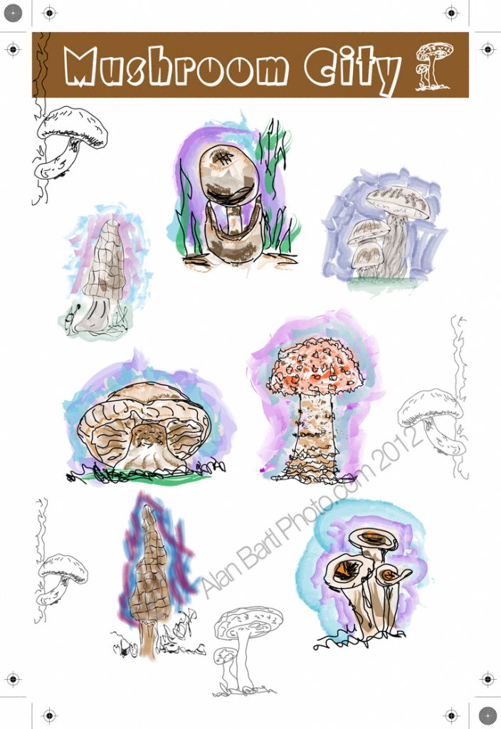 mushroom sticker design hand draw